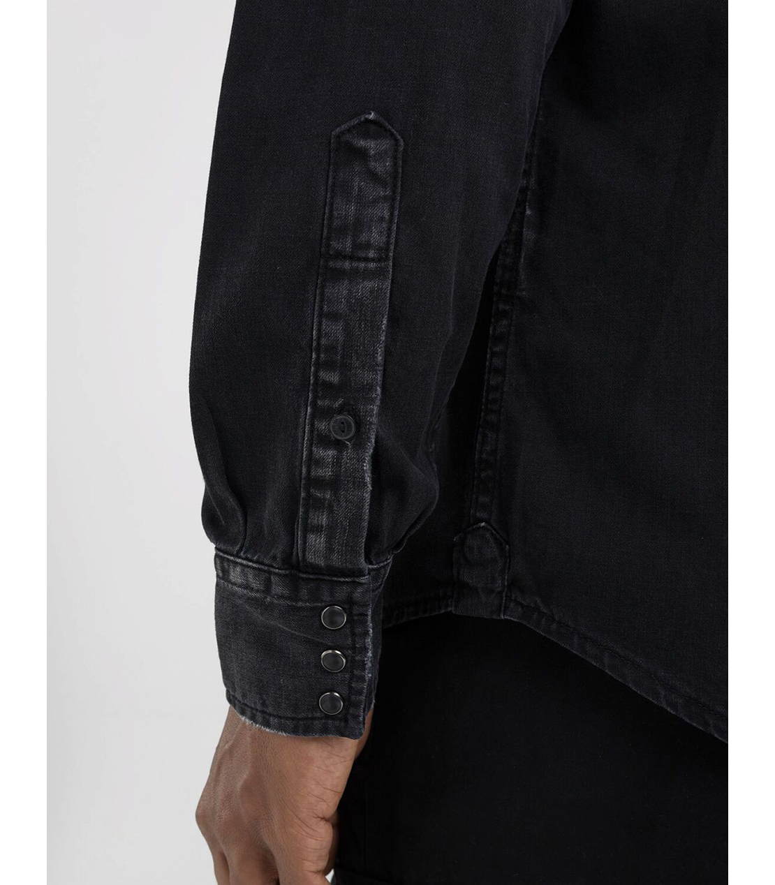 レギュラーフィット ウエスタンデニムシャツ 詳細画像 ブラック 4